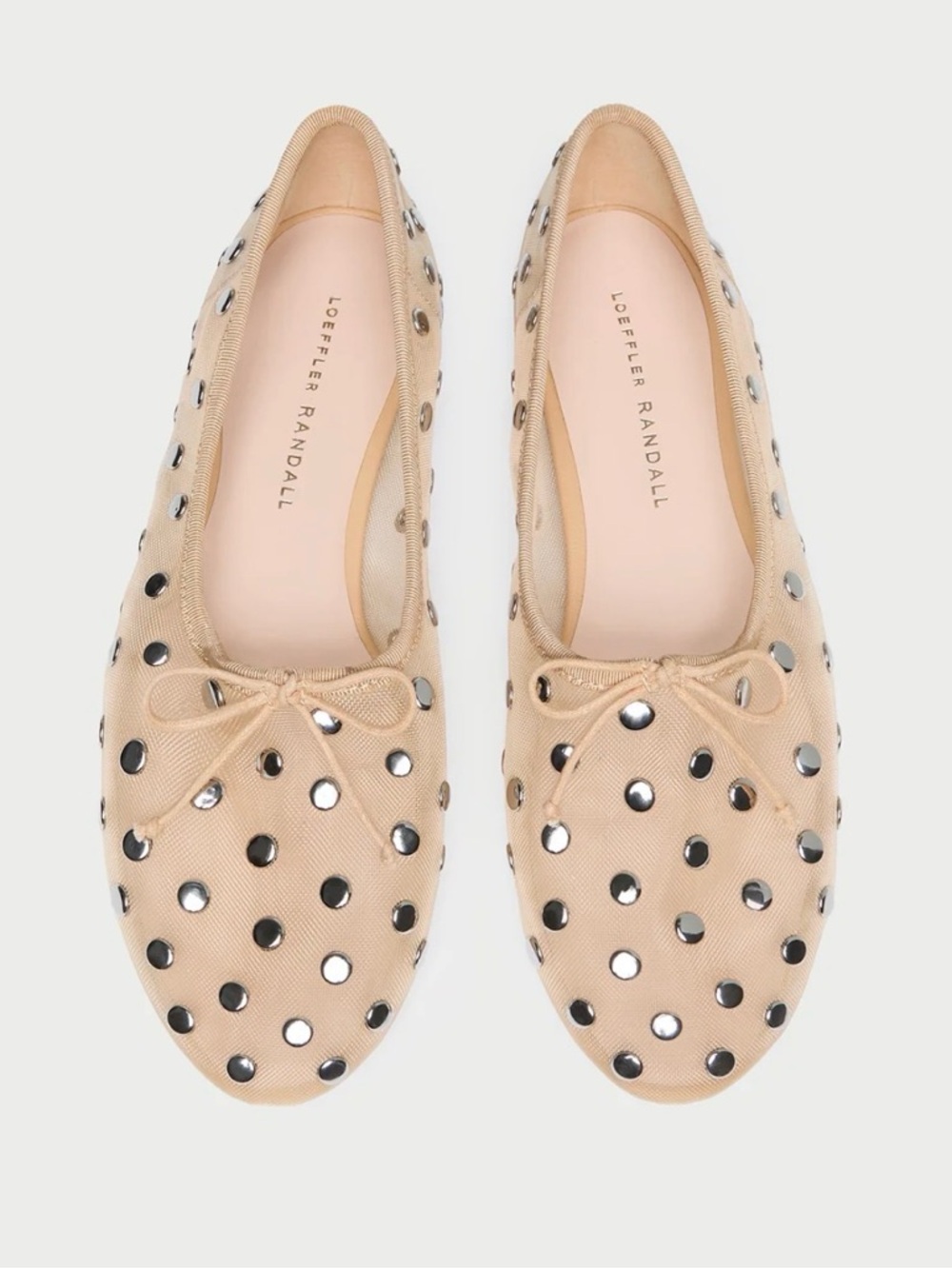 Loeffler Randall Nude Studded Mesh Ballet Flats
